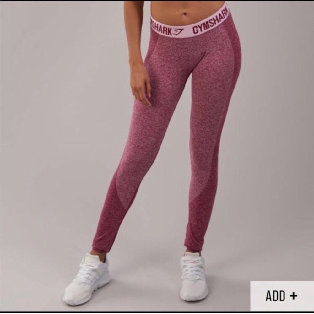 Gymshark Flex High Waisted Leggings Pink Burgundy Marl Seamless Yoga Pants